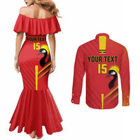 Custom Uganda Basketball Couples Matching Mermaid Dress and Long Sleeve Button Shirt Go Silverbacks - Wonder Print Shop