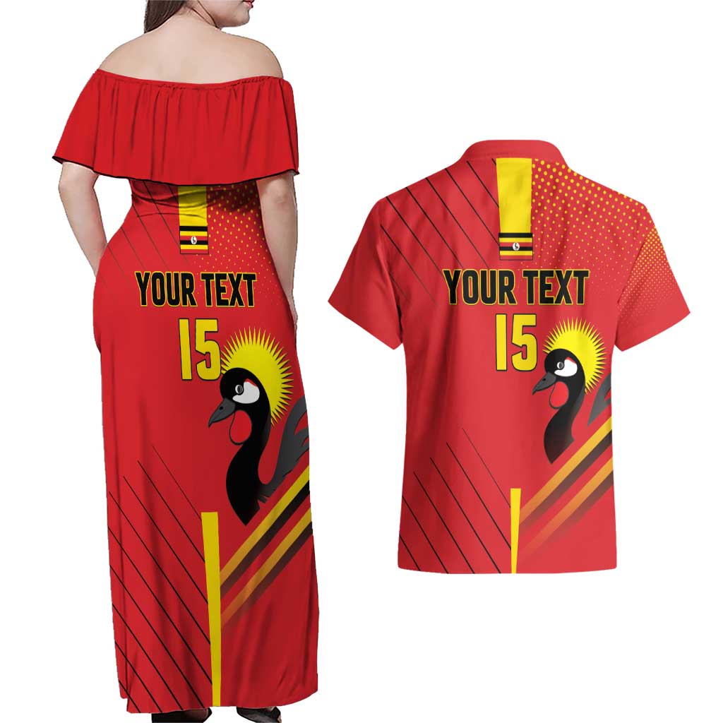 Custom Uganda Basketball Couples Matching Off Shoulder Maxi Dress and Hawaiian Shirt Go Silverbacks - Wonder Print Shop