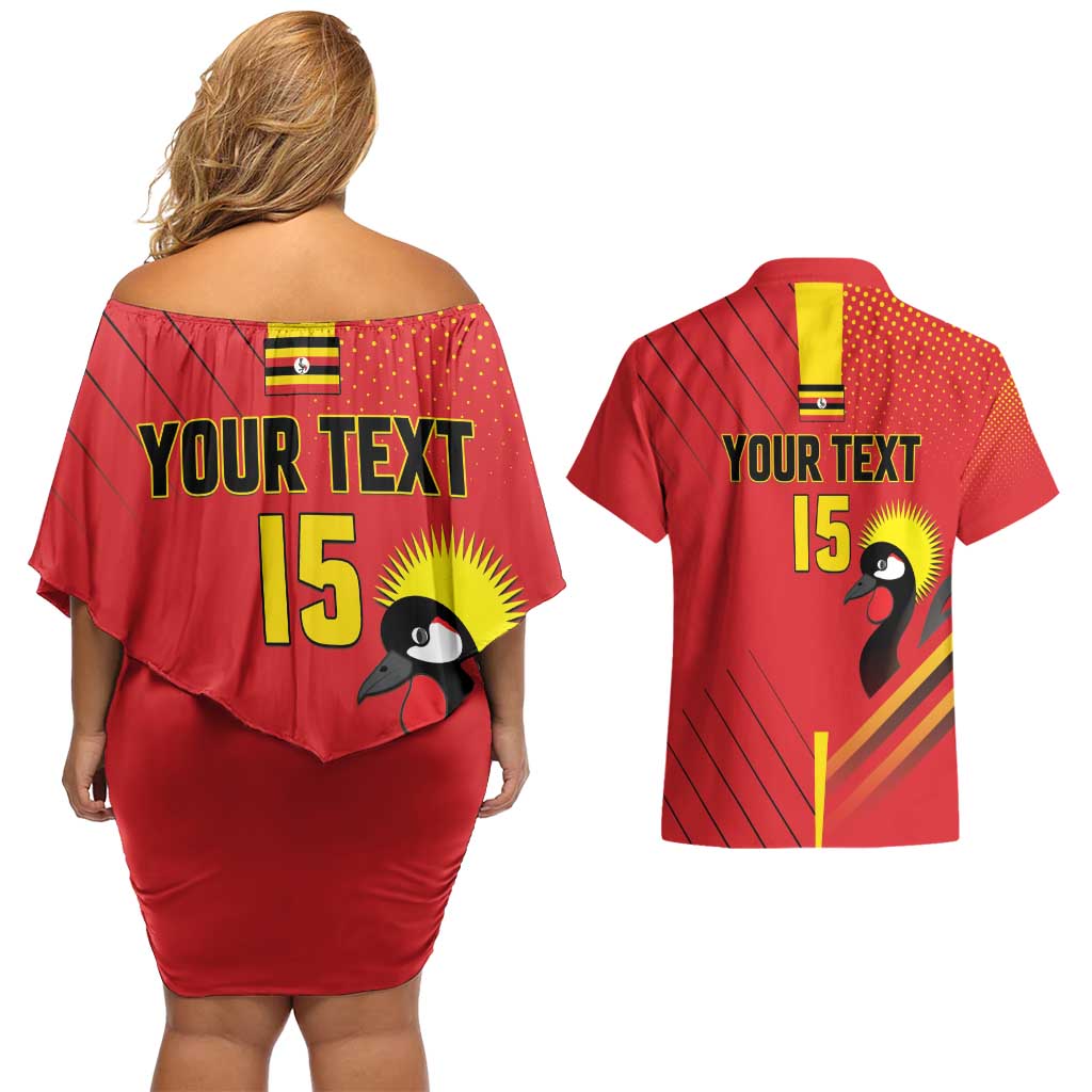 Custom Uganda Basketball Couples Matching Off Shoulder Short Dress and Hawaiian Shirt Go Silverbacks - Wonder Print Shop
