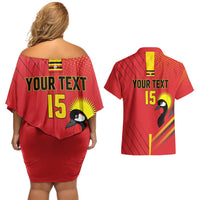 Custom Uganda Basketball Couples Matching Off Shoulder Short Dress and Hawaiian Shirt Go Silverbacks - Wonder Print Shop