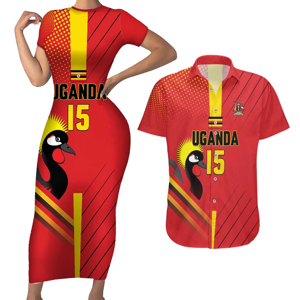 Custom Uganda Basketball Couples Matching Short Sleeve Bodycon Dress and Hawaiian Shirt Go Silverbacks - Wonder Print Shop