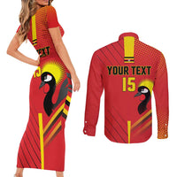 Custom Uganda Basketball Couples Matching Short Sleeve Bodycon Dress and Long Sleeve Button Shirt Go Silverbacks - Wonder Print Shop