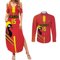 Custom Uganda Basketball Couples Matching Summer Maxi Dress and Long Sleeve Button Shirt Go Silverbacks - Wonder Print Shop