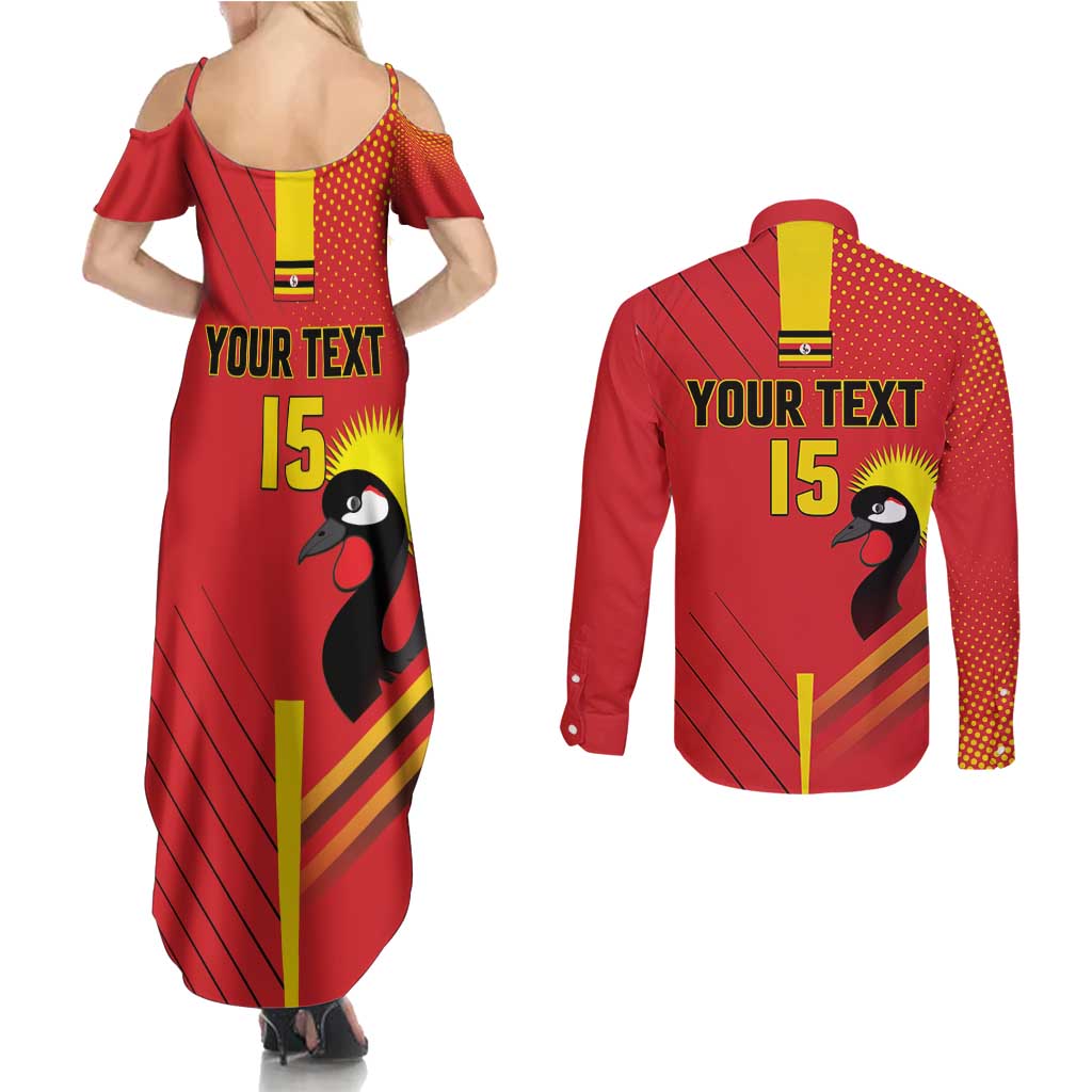 Custom Uganda Basketball Couples Matching Summer Maxi Dress and Long Sleeve Button Shirt Go Silverbacks - Wonder Print Shop