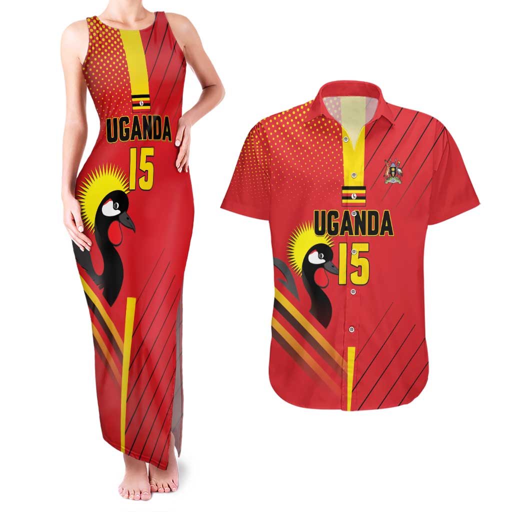 Custom Uganda Basketball Couples Matching Tank Maxi Dress and Hawaiian Shirt Go Silverbacks - Wonder Print Shop