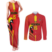 Custom Uganda Basketball Couples Matching Tank Maxi Dress and Long Sleeve Button Shirt Go Silverbacks - Wonder Print Shop