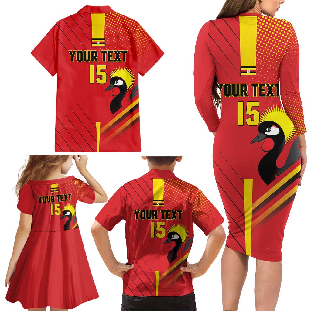 Custom Uganda Basketball Family Matching Long Sleeve Bodycon Dress and Hawaiian Shirt Go Silverbacks - Wonder Print Shop