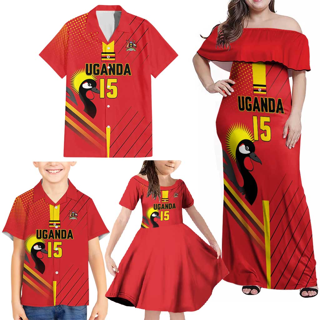 Custom Uganda Basketball Family Matching Off Shoulder Maxi Dress and Hawaiian Shirt Go Silverbacks - Wonder Print Shop