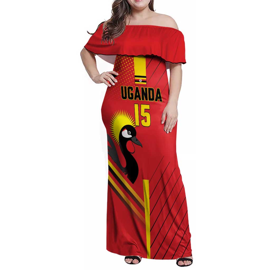Custom Uganda Basketball Family Matching Off Shoulder Maxi Dress and Hawaiian Shirt Go Silverbacks - Wonder Print Shop