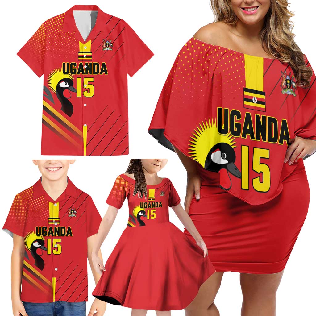 Custom Uganda Basketball Family Matching Off Shoulder Short Dress and Hawaiian Shirt Go Silverbacks - Wonder Print Shop