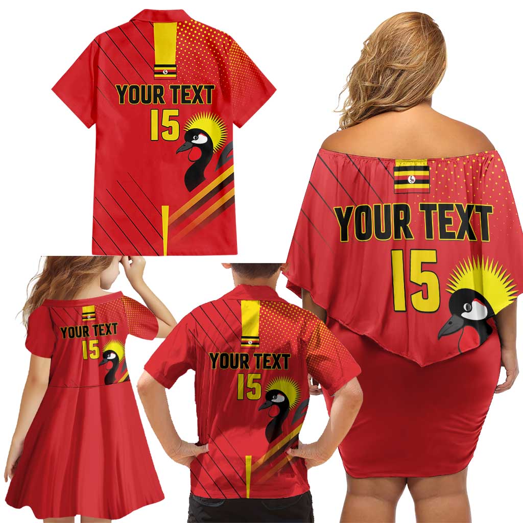 Custom Uganda Basketball Family Matching Off Shoulder Short Dress and Hawaiian Shirt Go Silverbacks - Wonder Print Shop