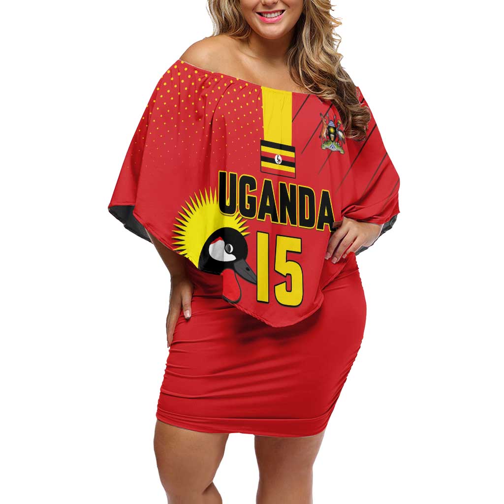 Custom Uganda Basketball Family Matching Off Shoulder Short Dress and Hawaiian Shirt Go Silverbacks - Wonder Print Shop