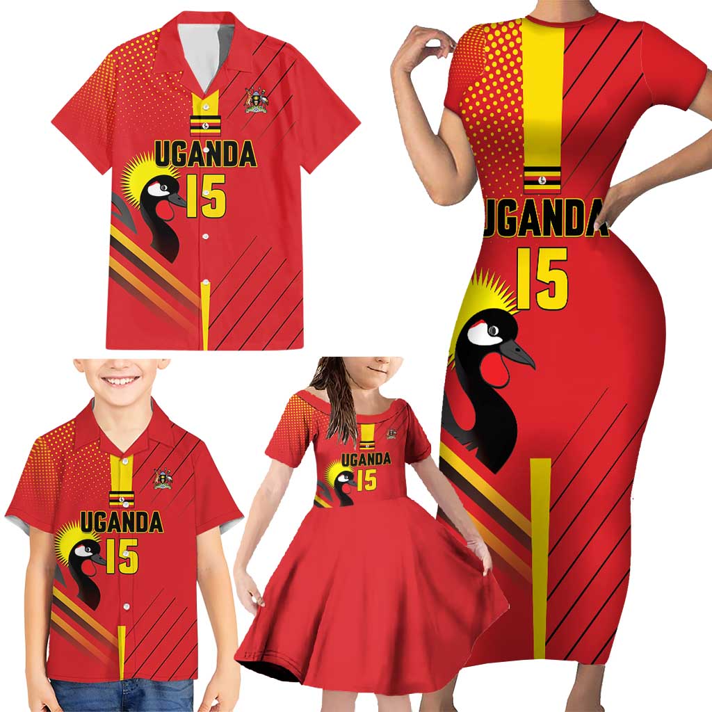 Custom Uganda Basketball Family Matching Short Sleeve Bodycon Dress and Hawaiian Shirt Go Silverbacks - Wonder Print Shop