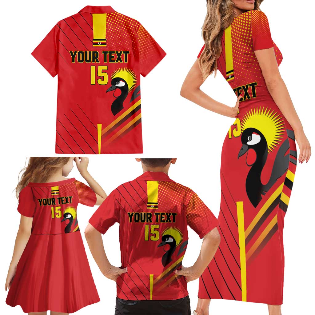 Custom Uganda Basketball Family Matching Short Sleeve Bodycon Dress and Hawaiian Shirt Go Silverbacks - Wonder Print Shop