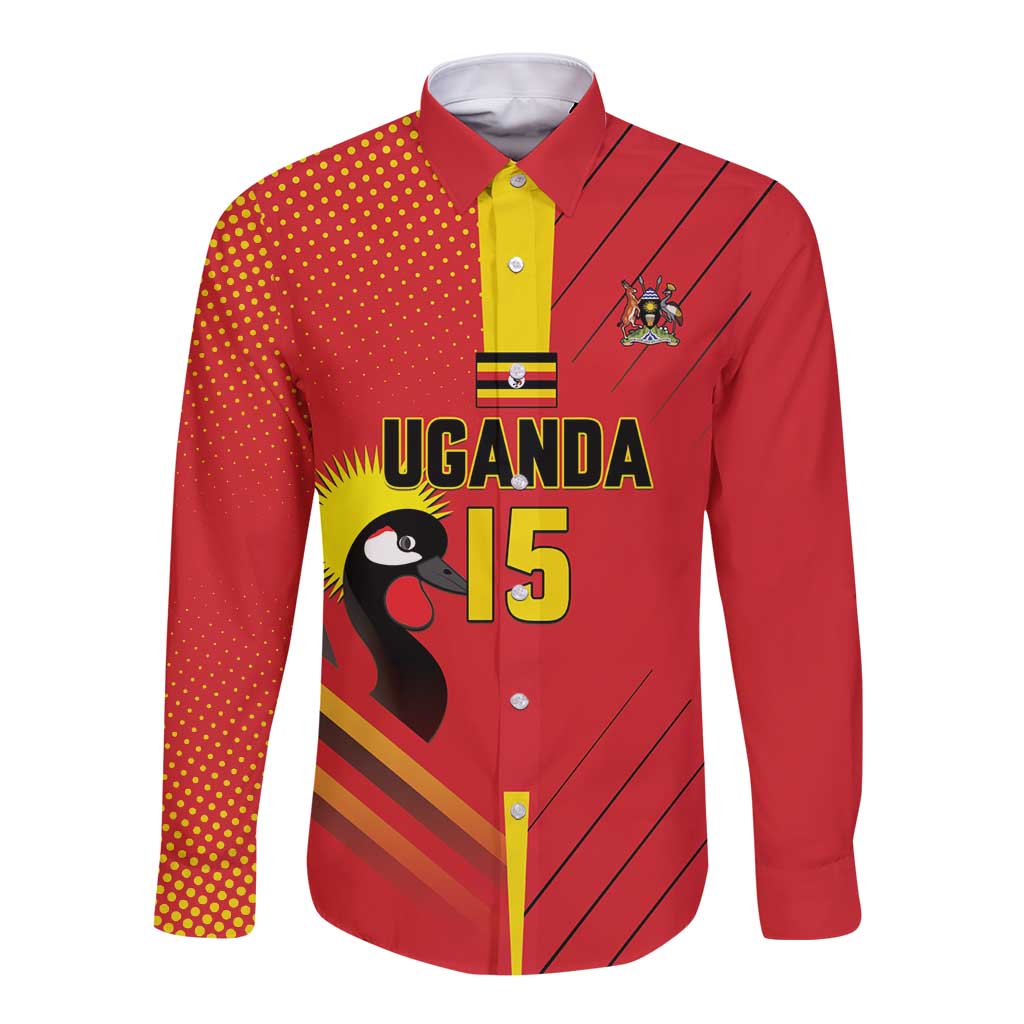 Custom Uganda Basketball Long Sleeve Button Shirt Go Silverbacks - Wonder Print Shop