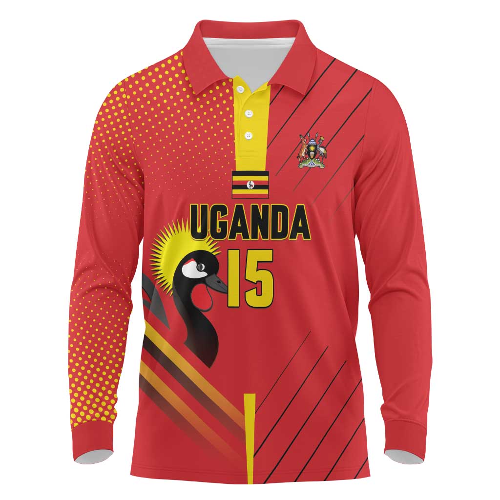 Custom Uganda Basketball Long Sleeve Polo Shirt Go Silverbacks - Wonder Print Shop