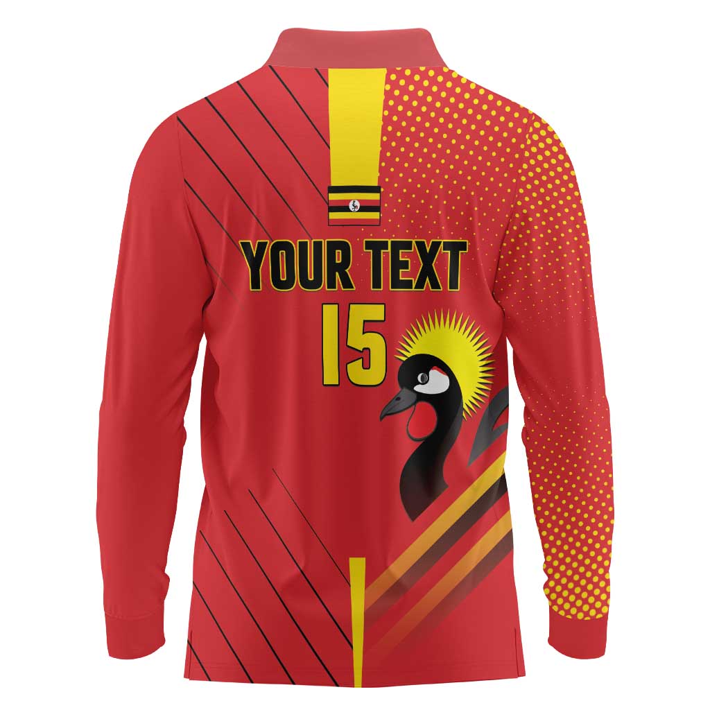 Custom Uganda Basketball Long Sleeve Polo Shirt Go Silverbacks - Wonder Print Shop