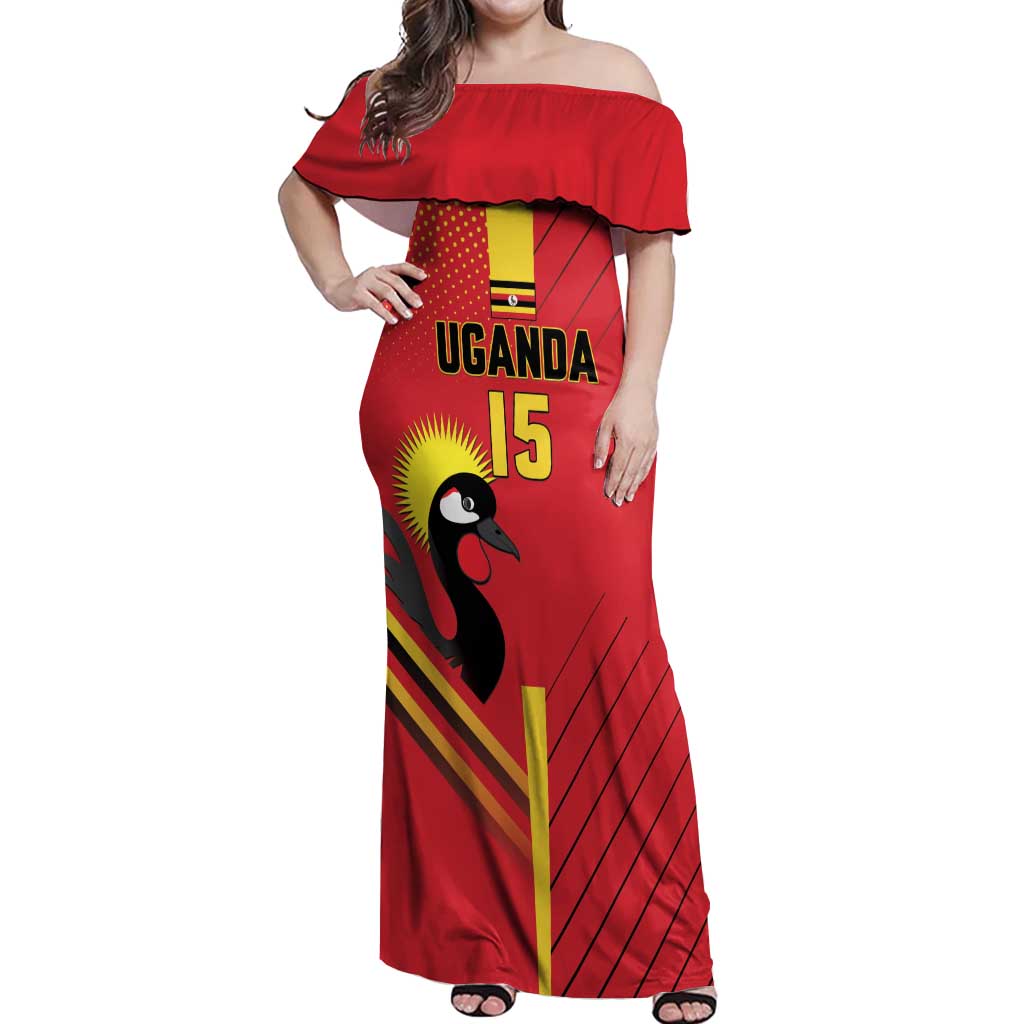 Custom Uganda Basketball Off Shoulder Maxi Dress Go Silverbacks - Wonder Print Shop