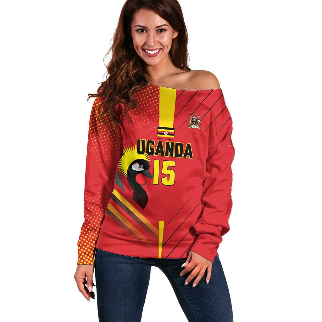 Custom Uganda Basketball Off Shoulder Sweater Go Silverbacks - Wonder Print Shop