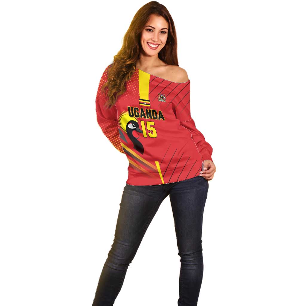 Custom Uganda Basketball Off Shoulder Sweater Go Silverbacks - Wonder Print Shop