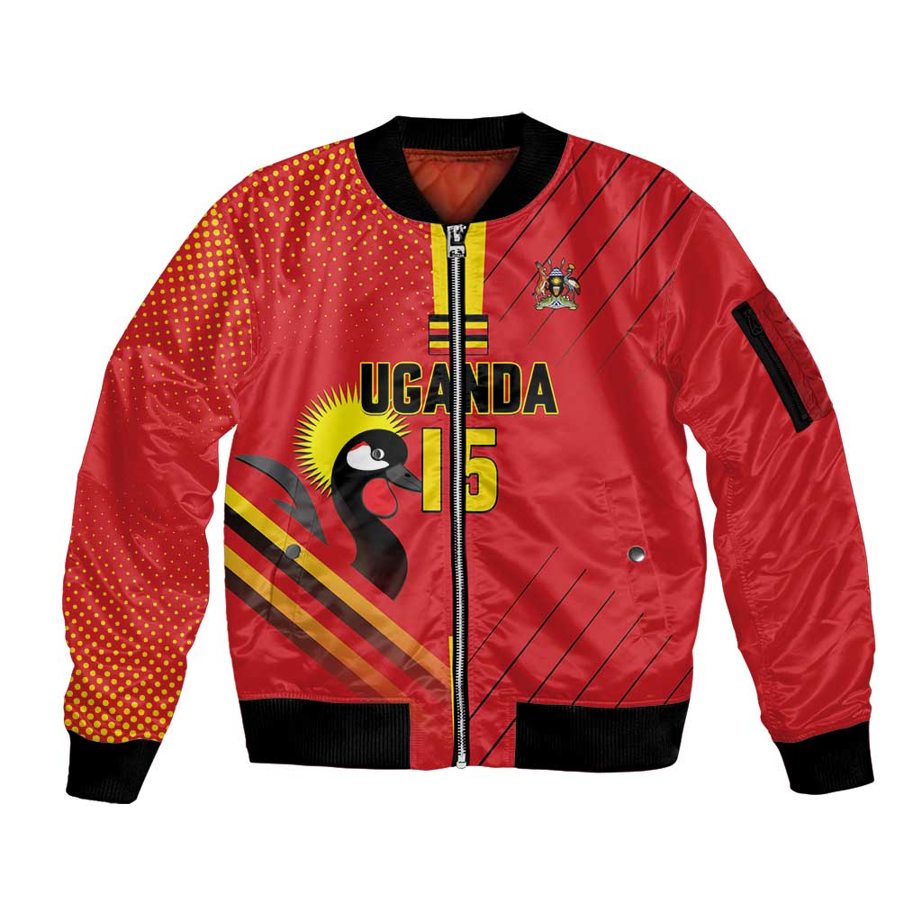 Custom Uganda Basketball Sleeve Zip Bomber Jacket Go Silverbacks - Wonder Print Shop