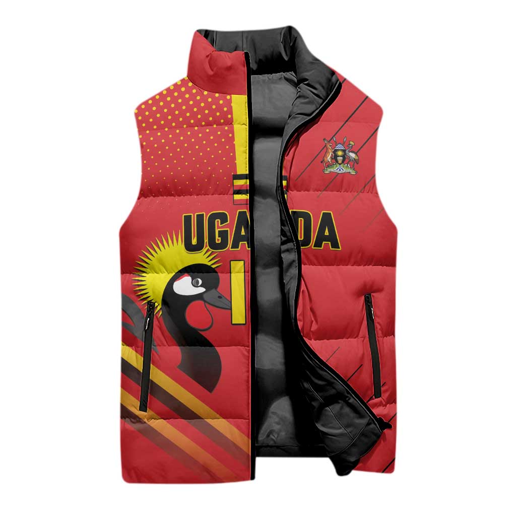 Custom Uganda Basketball Sleeveless Puffer Jacket Go Silverbacks - Wonder Print Shop