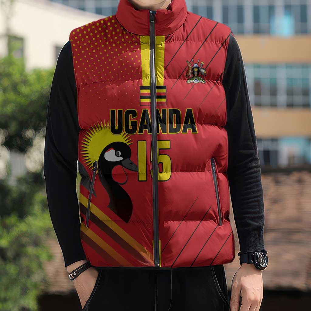 Custom Uganda Basketball Sleeveless Puffer Jacket Go Silverbacks - Wonder Print Shop