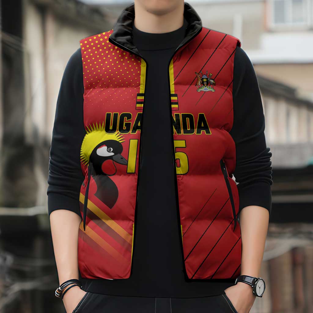 Custom Uganda Basketball Sleeveless Puffer Jacket Go Silverbacks - Wonder Print Shop