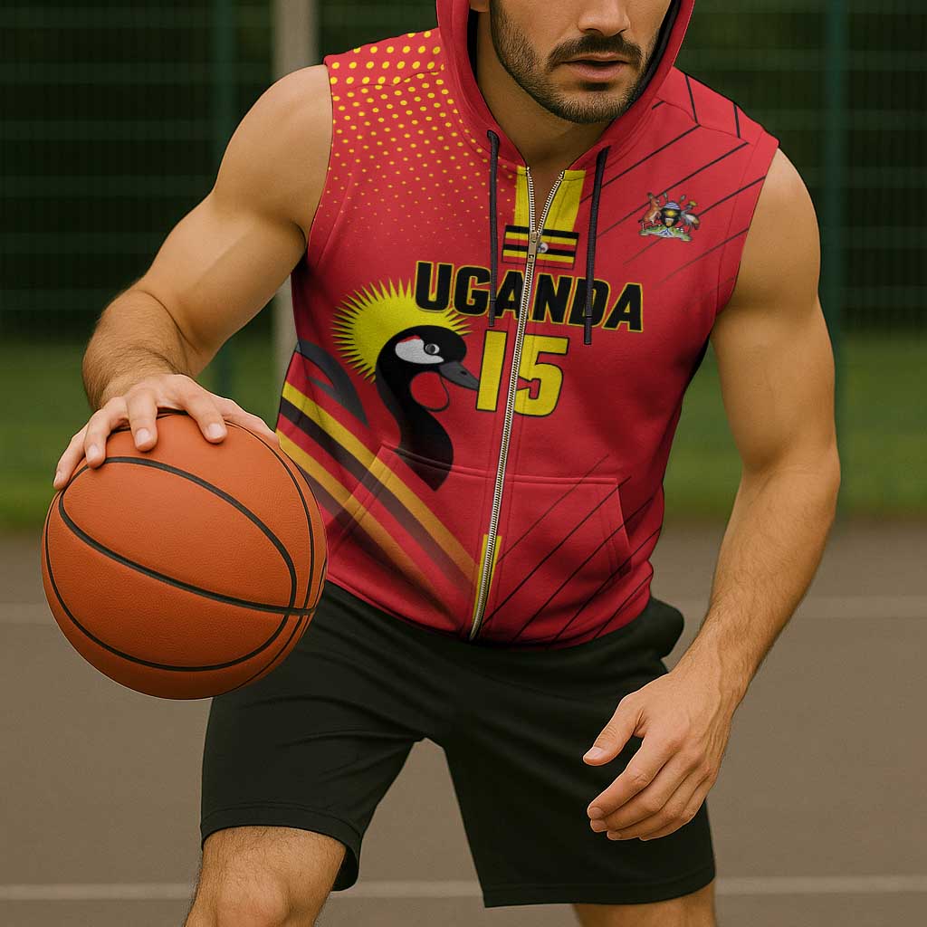 Custom Uganda Basketball Sleeveless Zip Hoodie Go Silverbacks - Wonder Print Shop