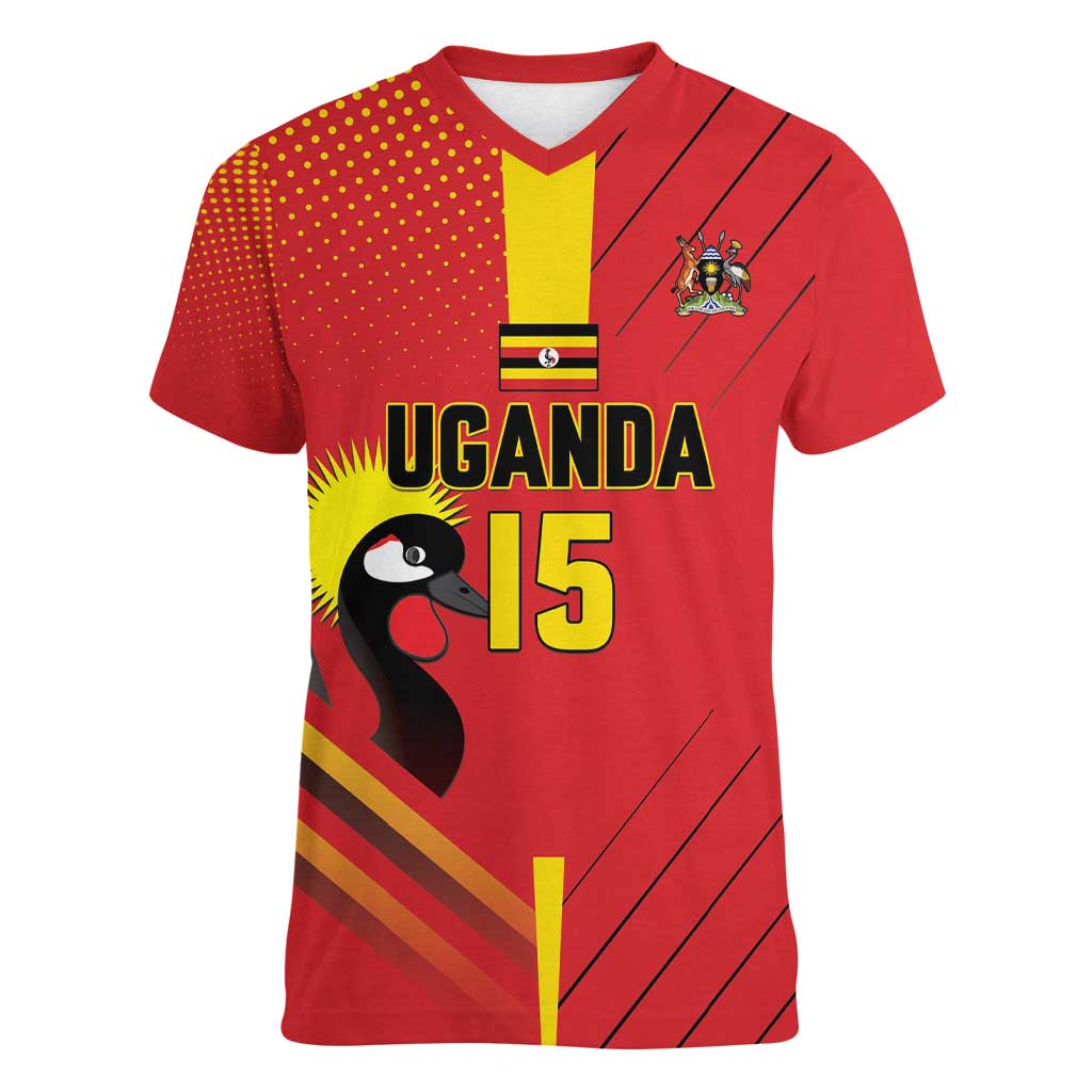 Custom Uganda Basketball Women V-Neck T-Shirt Go Silverbacks - Wonder Print Shop
