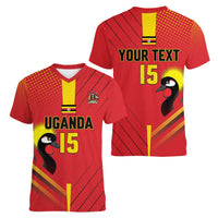 Custom Uganda Basketball Women V-Neck T-Shirt Go Silverbacks - Wonder Print Shop