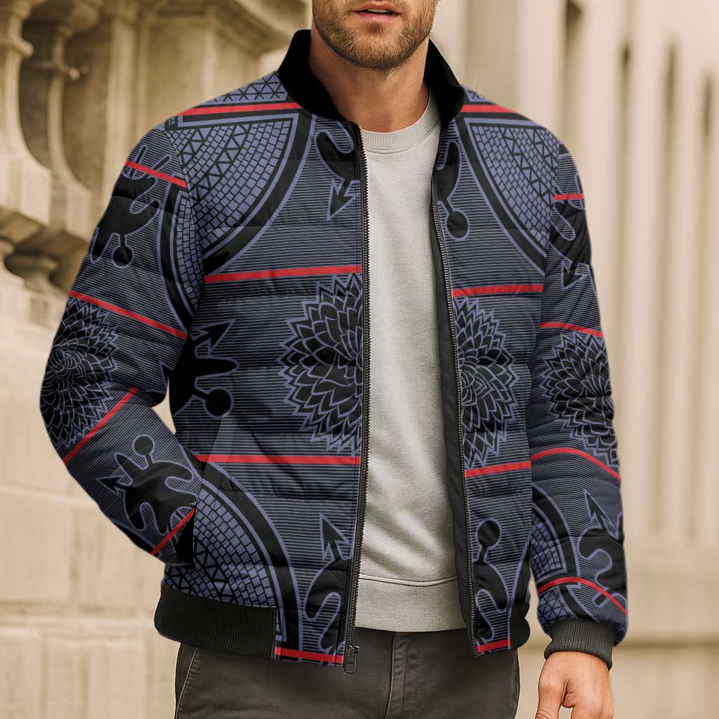 Lesotho Seanamarena Bomber Puffer Jacket Basotho Traditional Blanket Style - Serenity - Wonder Print Shop