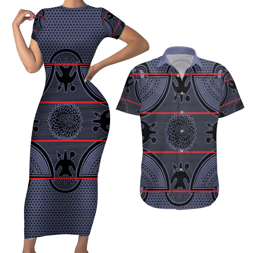 Lesotho Seanamarena Couples Matching Short Sleeve Bodycon Dress and Hawaiian Shirt Basotho Traditional Blanket Style - Serenity - Wonder Print Shop