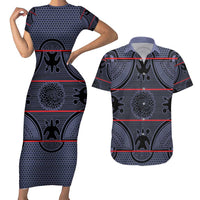 Lesotho Seanamarena Couples Matching Short Sleeve Bodycon Dress and Hawaiian Shirt Basotho Traditional Blanket Style - Serenity - Wonder Print Shop