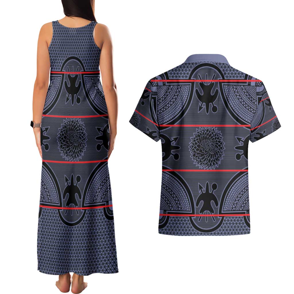 Lesotho Seanamarena Couples Matching Tank Maxi Dress and Hawaiian Shirt Basotho Traditional Blanket Style - Serenity - Wonder Print Shop