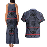 Lesotho Seanamarena Couples Matching Tank Maxi Dress and Hawaiian Shirt Basotho Traditional Blanket Style - Serenity - Wonder Print Shop