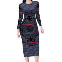 Lesotho Seanamarena Family Matching Long Sleeve Bodycon Dress and Hawaiian Shirt Basotho Traditional Blanket Style - Serenity - Wonder Print Shop