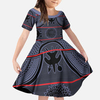 Lesotho Seanamarena Family Matching Off The Shoulder Long Sleeve Dress and Hawaiian Shirt Basotho Traditional Blanket Style - Serenity - Wonder Print Shop