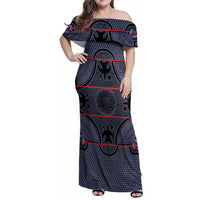 Lesotho Seanamarena Family Matching Off Shoulder Maxi Dress and Hawaiian Shirt Basotho Traditional Blanket Style - Serenity - Wonder Print Shop