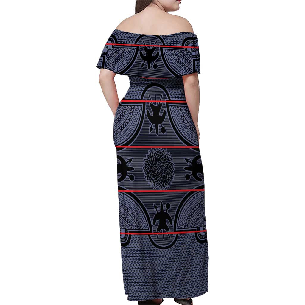 Lesotho Seanamarena Family Matching Off Shoulder Maxi Dress and Hawaiian Shirt Basotho Traditional Blanket Style - Serenity - Wonder Print Shop