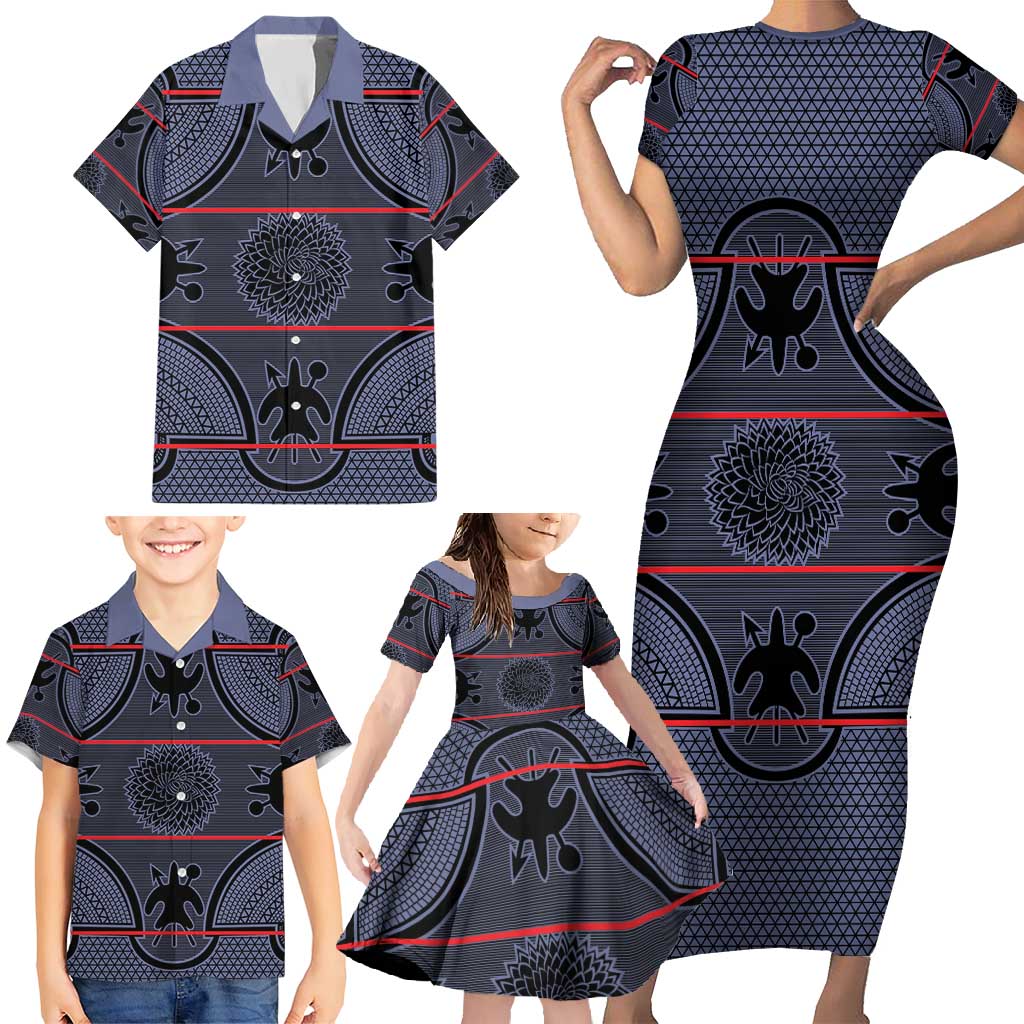Lesotho Seanamarena Family Matching Short Sleeve Bodycon Dress and Hawaiian Shirt Basotho Traditional Blanket Style - Serenity - Wonder Print Shop