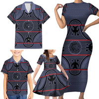 Lesotho Seanamarena Family Matching Short Sleeve Bodycon Dress and Hawaiian Shirt Basotho Traditional Blanket Style - Serenity - Wonder Print Shop