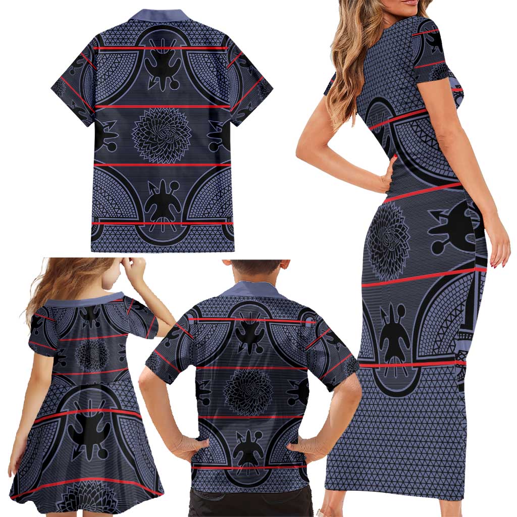 Lesotho Seanamarena Family Matching Short Sleeve Bodycon Dress and Hawaiian Shirt Basotho Traditional Blanket Style - Serenity - Wonder Print Shop