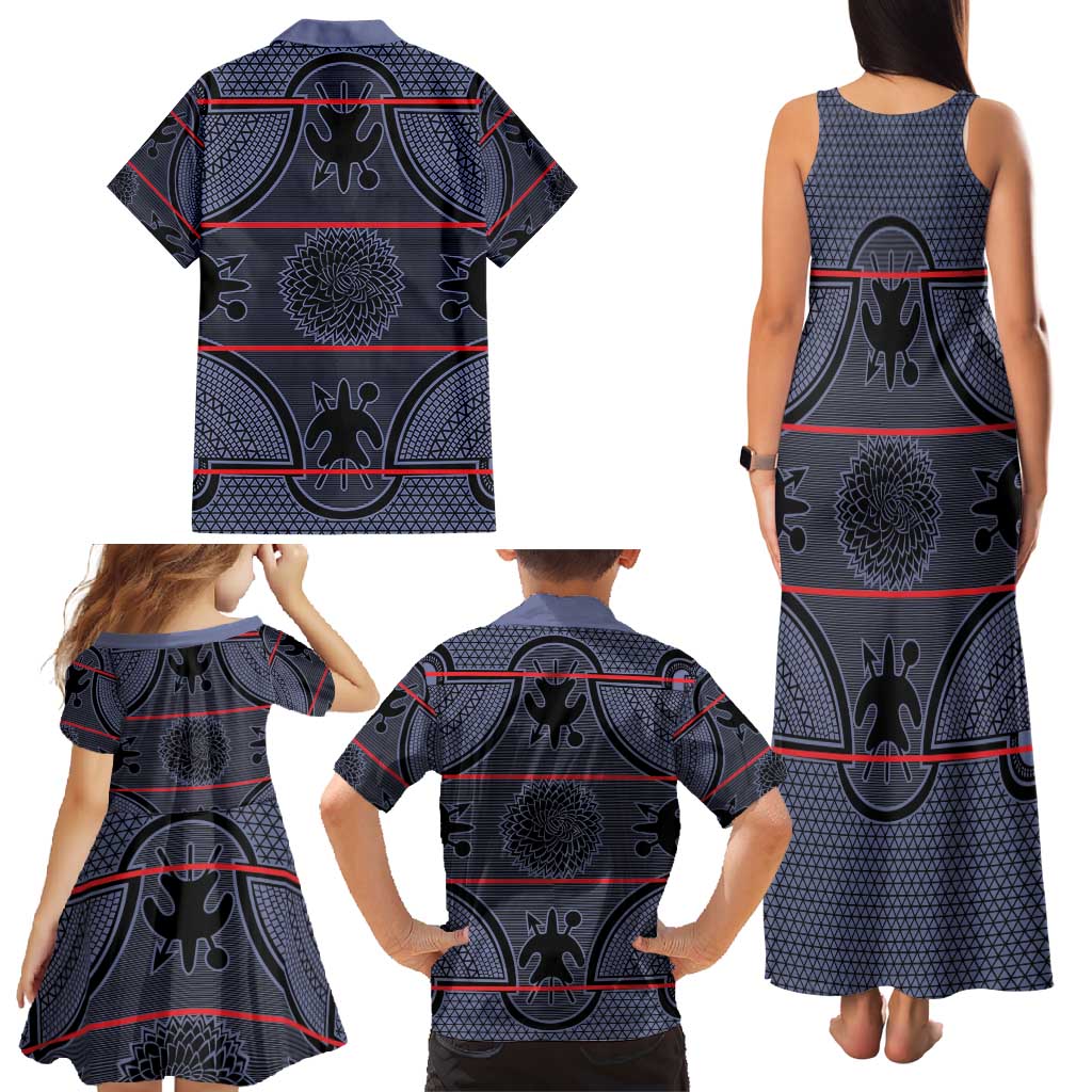 Lesotho Seanamarena Family Matching Tank Maxi Dress and Hawaiian Shirt Basotho Traditional Blanket Style - Serenity - Wonder Print Shop