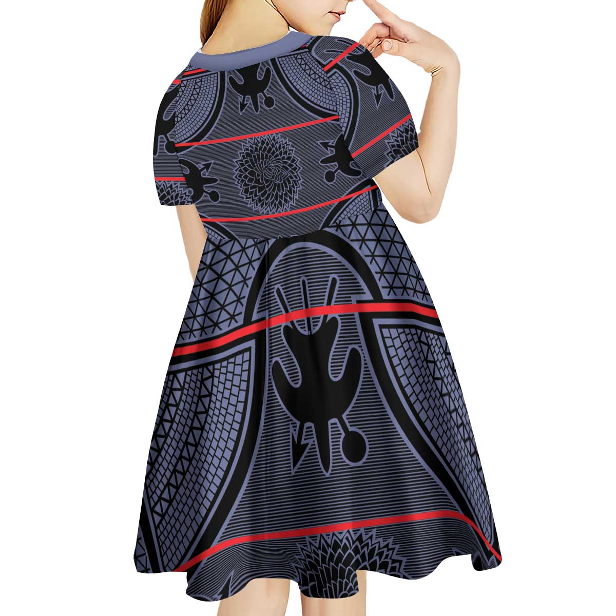 Lesotho Seanamarena Kid Short Sleeve Dress Basotho Traditional Blanket Style - Serenity - Wonder Print Shop
