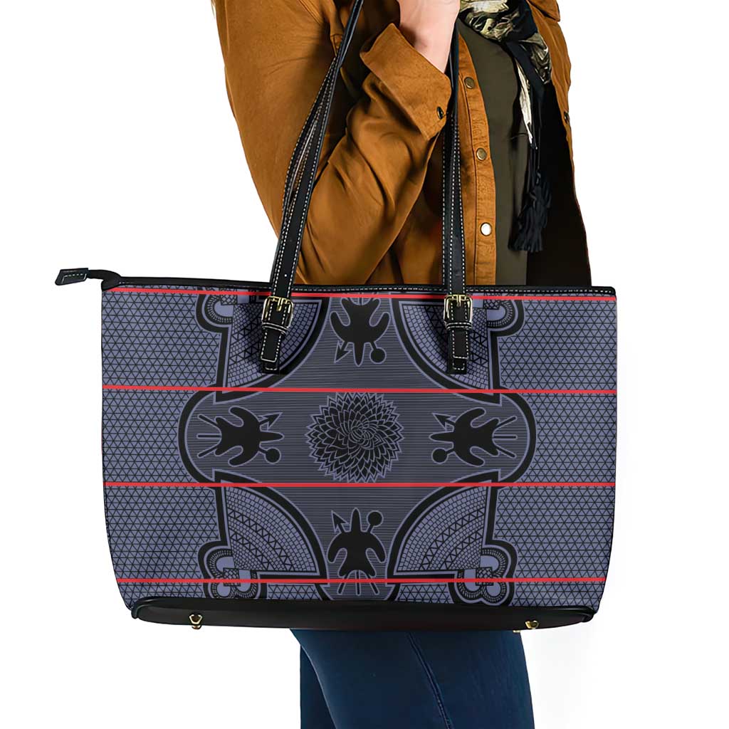 Lesotho Seanamarena Leather Tote Bag Basotho Traditional Blanket Style - Serenity - Wonder Print Shop