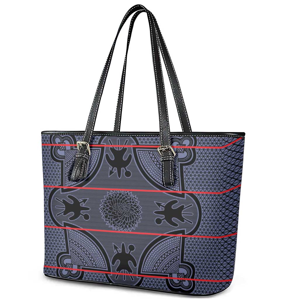 Lesotho Seanamarena Leather Tote Bag Basotho Traditional Blanket Style - Serenity - Wonder Print Shop