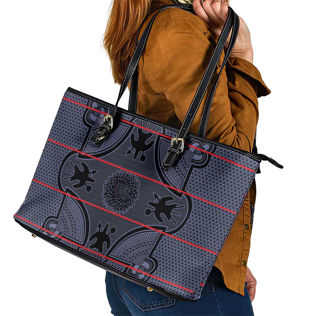 Lesotho Seanamarena Leather Tote Bag Basotho Traditional Blanket Style - Serenity - Wonder Print Shop