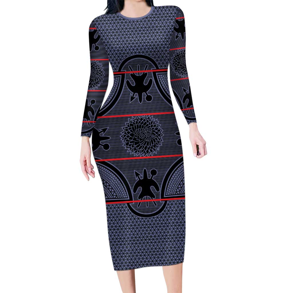 Lesotho Seanamarena Long Sleeve Bodycon Dress Basotho Traditional Blanket Style - Serenity - Wonder Print Shop