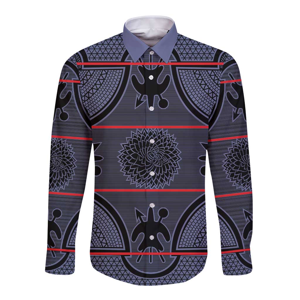 Lesotho Seanamarena Long Sleeve Button Shirt Basotho Traditional Blanket Style - Serenity - Wonder Print Shop